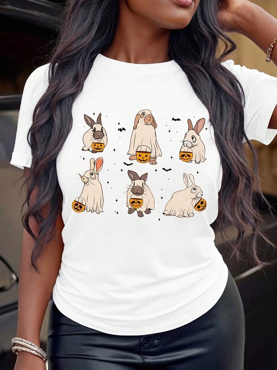 Women's Plus Size Graphic Print Tshirt\Tee - Everyday And Party - Hand-Washable, Casual, Durable Print, A Printed Shirt, And A Low-Stretch Cotton Top. Available In Sizes S-5XL, This Stylish, Beautifully Designed, Regular-Fit Piece Is Perfect For Holiday Party Wear And A Great Gift For Birthdays, Halloween, Thanksgiving, Christmas, Or Family.