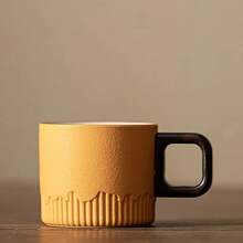 Taza de té de cerámica degradada de 60ml con asa, taza de café resistente al calor, mini taza minimalista dibujada a mano para el hogar - El horno se vuelve blanco - Ver 12
