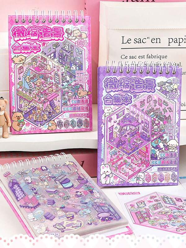 1 Set de Libros de Pegatinas 3D (20 PegatinasPETT + 10 Cartulinas de Escena), Pegatinas Decorativas Apilables, Etiquetas de Pegatinas Lindas, Papel Collage, Pegatinas Pequeñas de Escena, Kits de Libros de Papel DIY, Adecuado para Scrapbooks, Tarjetas de Felicitación, Pegatinas para Teléfonos Móviles, Diarios de Balas, Envoltorios de Regalo de Cumpleaños, Diarios y Cuadernos, Manualidades, Pegatinas para Teléfonos Móviles