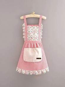 1 pièce Tablier sans manches à fleurs Ditsy avec poche, article de cuisine à la mode, cuisine, salle de bain, maison, fournisseurs de produits ménagers