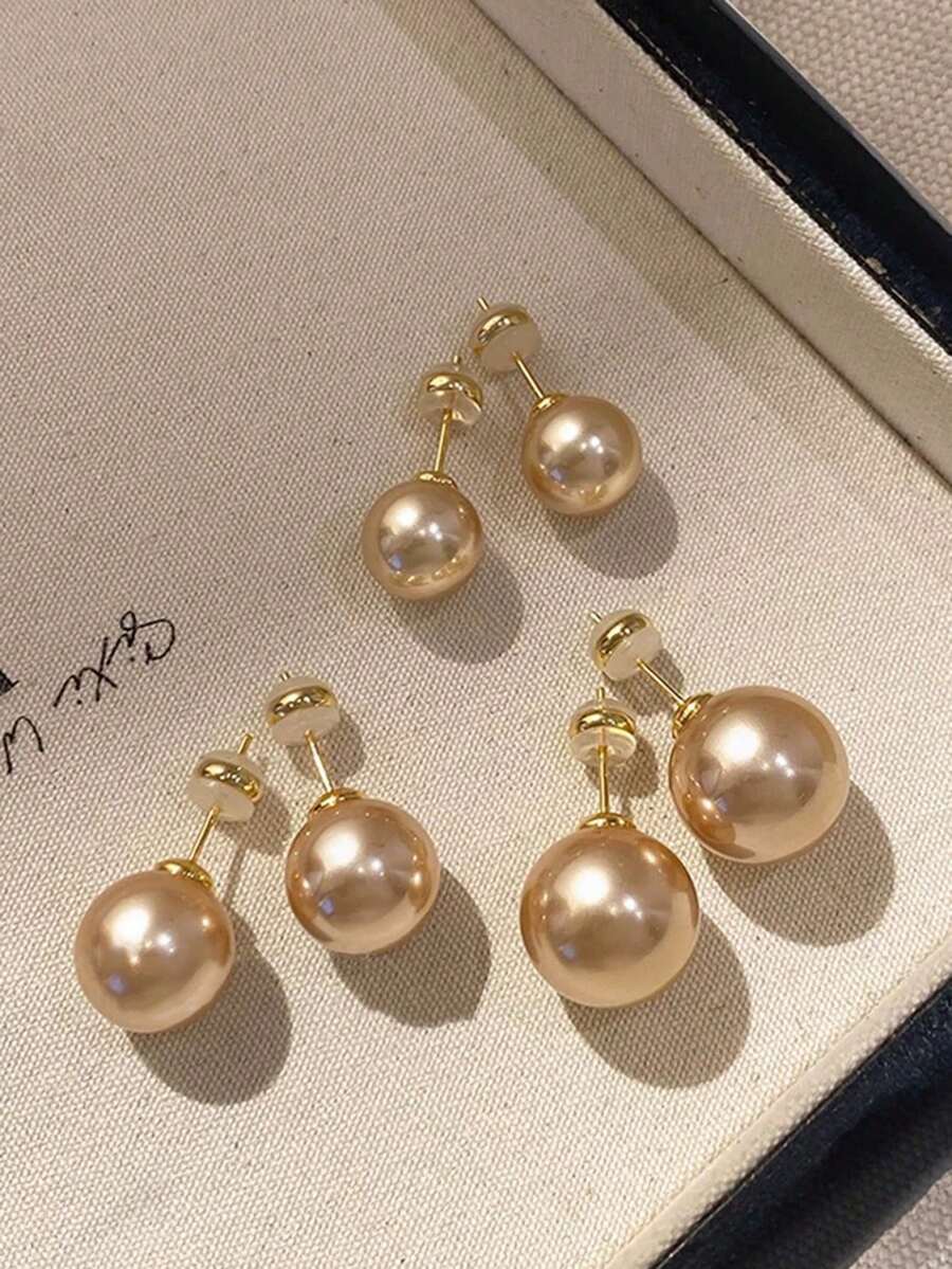 Set de 3 cercei minimalisti vintage cu perle artificiale aurii, set de cercei eleganți și versatili, potriviți pentru ținutele zilnice și de sărbători ale femeilor