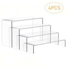 4Pcs Acrylic Clear Display Shelves Perspex Stands Risers Shelf Retail Shop - Clear - View 11