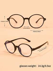 1 Pair Oval Frame Fashion Non-Prescription Glasses, Suitable For 14-16 Years Old Teens, Daily Decoration, Back To School, Campus Style, Holiday, Travel, Halloween Party, Photography Props