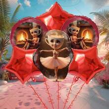 AI 山海经主题 Tungtungtung Sahur、Tralalero Tralala、LiriLi Larlla、Bombardiro Crocodilo、Bombombini Guzini、Boneca Ambalam 五角星彩色派对气球套装，游戏爱好者和收藏家必备的派对装饰，完美的派对礼物和生日惊喜礼物，非常适合圣诞节、万圣节和感恩节礼物 - 彩色 - 查看 9