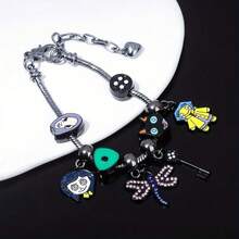 Halloween Spooky Animated Mom Cartoon Bracelet - Caroline Black Cat Button, Key Dragonfly DIY Accessories Jewelry, Party Accessory, Festival Wear, Gothic Style, Kawaii Charm, Detailed Design, Unique Accessory, Charm Keychain, Anime Fans, Cosplay Lovers - Bracelet - 查看 4