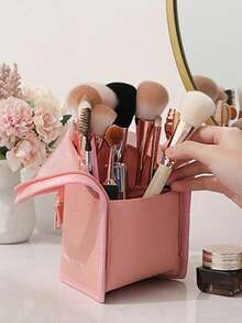 1 Piece Waterproof Travel Makeup Brush Storage Bag, Stationery Eyebrow Pencil Cosmetics Wash Bag, Multi-Functional Portable Handbag Makeup Bag Women Storage, Portable Makeup Brush Bag, Professional Makeup Bag, Artist Storage Bag
