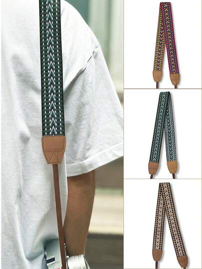 1 件刺绣编织复古艺术减压数码单反相机肩带，适用于各种数码单反相机和一些无反光镜相机