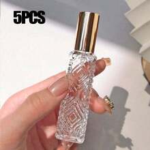 1/3pcs 12ml Exquisite Refillable Aluminum Spray Tip Glass Bottle Diamond Pattern Small Perfume Atomizer Bottle For Travel Cologne Perfume Pump Box Bottle Portable, Room, Bedroom, Daily Applicable Bottle, Perfume Bottle