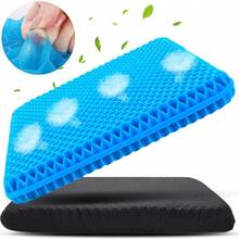 Gel Seat Cushion For Long Sitting Super Large And Thick Soft And Breathable Gel Cushion For Wheelchair Gel Chair Cushion For Hip Pain Gel Seat Cushion For Office Chair - 藍色 - 查看 1