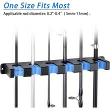 Soporte Horizontal para Cañas de Pescar, Estante de Almacenamiento Para Caña de Pescar de Pared, 6 Agujeros, Adecuado Para Almacenamiento Cañas Pescar, Interior, Cochera, Barcos Pesca (Azul) - Azul - Ver 10