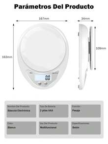 Báscula electrónica para cocina, precisa Diseño portátil ES069 - Blanco - Ver 11