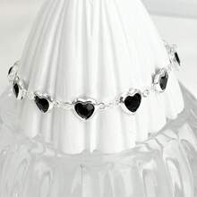 Kit Of 2 Heart-Shaped Bracelets And Necklaces, Colored , 925 Silver Plated - 黑色 - 查看 5