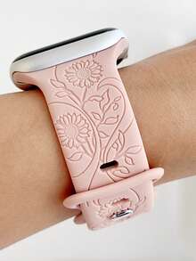 3件組花卉雕刻相容錶帶，適用於40mm、41mm、38mm、42mm、44mm、45mm、49mm (S10 42mm) (S10 46mm)，矽膠材質，可愛野花圖案，運動錶帶，相容於S10、S9、Ultra、SE、8、6、5、4、3、2、1 - 套裝4 - 查看 5