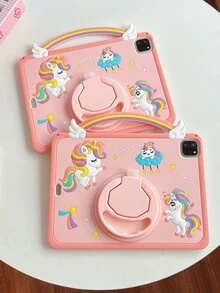 1 件可爱 3D 卡通硅胶软壳，带可拆卸手柄和支架，防震保护套，适用于 iPad Mini 1/2/3/4/5/6、iPad Air 1/2/10.2/10.5/10.9/Air 4/Air 5、iPad 10/11 代、iPad Pro 11 英寸 - 彩色 - 查看 2