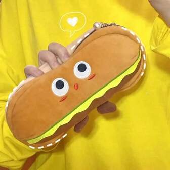New Fun Burger Cute High-Capacity Portable Pencil Case Creative Storage Bag School Supplies Gift Washable