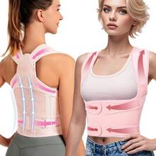 Đai hỗ trợ lưng unisex - Thoải mái khi đeo, thoáng khí tốt, thiết kế hở vai, cải thiện tư thế hiệu quả, đai hỗ trợ lưng nữ, đai chỉnh tư thế lưng nữ, đai chỉnh tư thế lưng cỡ lớn dành cho nữ, dụng cụ chỉnh tư thế, đai chỉnh tư thế lưng, đai chỉnh tư thế lưng, ngăn ngừa gù lưng, căn chỉnh cột sống, kích thước có thể điều chỉnh, thiết kế công thái học, chất liệu nhẹ, mềm mại, phù hợp cho nhân viên văn phòng. - Hồng - Xem 2