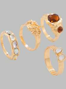 DareSee Bộ 7 chiếc nhẫn kim loại hình học đính đá nhiều màu sắc, sang trọng, cá tính, tinh tế dành cho nữ, phụ kiện hàng ngày, quà tặng lễ hội âm nhạc Y2KFest, quà tặng mùa thu đông cho năm học mới. - Nhiều màu - Xem 5