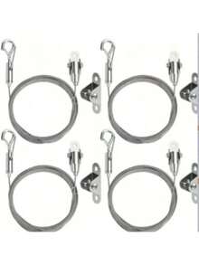 Interior Decor 4 Set Of Picture Hanging Wire Kit, Adjustable Heavy Duty Stainless Steel Photo Frame Wire Hanging Kit For Picture Frames, Lights, Curtains, Mirrors, Billboards - Capacity 65 Lbs