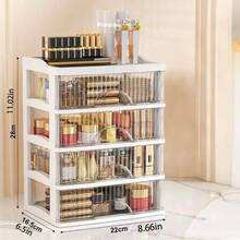 1pc Luxury Drawer Style Desktop Storage Cabinet, Multi-Layer Transparent Makeup Organizer Box, Vanity Table Storage Box - White - View 15