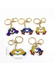 1 pieza Llavero con gesto de corazón, accesorio de colgante de acrílico con forma de corazón de colores, regalo pequeño