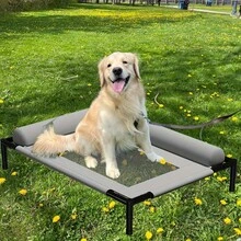 Elevated Dog Bed With Cooling Ventilated Mesh Base - All-Season Raised Pet Cushion, Durable Polyester Frame, Portable Indoor/Outdoor Bed For Small To Medium Breeds, Easy Assembly Modern Design, Extra Large Dog Bed, Highquality Fabric, Home Pets, Sturdy Construction
