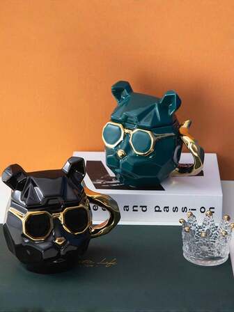 1个创意休闲陶瓷狗狗马克杯，家居装饰