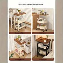 Three-Tier Rolling Cart, Multi-Functional Storage Rack - Three-Tier Rolling Cart: A Three-Tier Cart With Rolling Wheels, Serving As A Multi-Functional Storage Rack, Detachable Organizer, And Snack Storage Shelf. - Multicolor - View 12