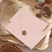 5pcs Vintage Style Burlap Envelopes, Retro Invitation Postcard Sealing Wax Envelopes - 1pc Envelope + 1pc Wax Seal Back To School