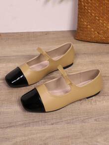 Sepatu Mary Jane Colorblock Baru dengan Pita, Gaya Retro Manis untuk Gadis, Cocok untuk Pemakaian Sehari-hari, Sekolah, Perjalanan, Nongkrong dengan Teman, Tersedia dalam Warna Colorblock Cokelat/Hitam dan Putih/Hitam - Khaki - View 7