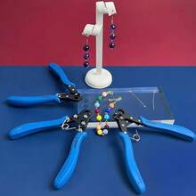Bộ dụng cụ kìm uốn và làm trang sức - Kìm uốn chuyên nghiệp 1.5/2.25/3mm phù hợp với dây kim loại cỡ 18-26, bao gồm dụng cụ duỗi dây và khung cưa trang sức kèm lưỡi cưa, dùng để tự làm khuyên tai và vòng tay đính hạt (Lưu ý: Kích thước dây kim loại không được bao gồm) - Màu xanh lam - Xem 2