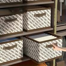 1 pièce Boîte de rangement pour vêtements grise avec poignée, organisateur de garde-robe, boîte de rangement à tiroirs, organisateurs de placard pliables en tissu pour vêtements, jeans, pulls, soutiens-gorge, boîte de rangement multifonctionnelle pour dortoir pour jouets et vêtements, pour décorations d'automne, décorations de fête, décorations de chambre, décorations de maison, décorations de chambre à coucher