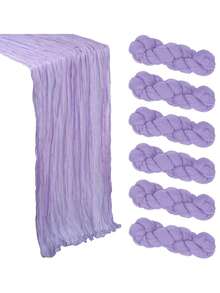 6 paquets Chemin de table en gaze violette lilas 10 ft, chemin de table en tissu à fromage 35x120 pouces, tissu crêpe pour décoration de fête de Noël, douche décorative, mariage d'été, banquet, décoration de la maison - Parme - Voir 11