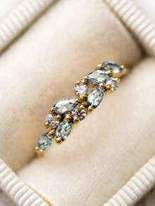 1 pieza Anillo de plata de ley 925 con circonita cúbica, joyería de boda elegante para mujer, joyería fina