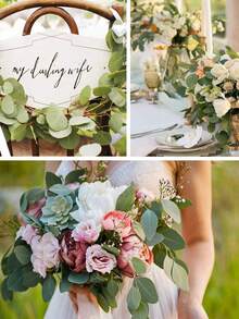 30 tallos de hojas de eucalipto con fruta, plantas verdes artificiales para decoración de bodas en jarrones, ramos, arreglos florales y decoración del hogar