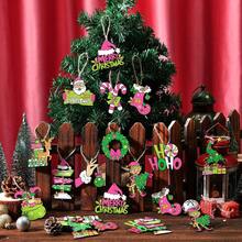 12/24/36 ozdób świątecznych, limonkowo-zielone i różowe ozdoby choinkowe, drewniane wiszące ozdoby, odpowiednie do dekoracji choinki, dekoracji na przyjęcia bożonarodzeniowe, wystroju domu, dekoracji świątecznych, dekoracji zimowych, dekoracji na imprezy tematyczne, do powieszenia na choince, suficie, w pobliżu okien, drzwi, kominków itp., aby stworzyć świąteczną atmosferę!