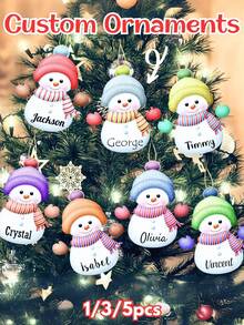 1/3/5 Pcs Personalized Acrylic Ornaments With Gold String, Custom Name Hanging Decor For Christmas Tree & Home, Ideal Festive Gifts For Family Friends Mom Dad Kids, Exquisite Customizable Ornaments For Holiday Party Decoration, High-Quality Acrylic Craft With Durable Gold Rope, Suitable For Christmas Halloween Thanksgiving Birthday Festival Decor, - Normal - View 1