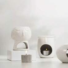 1PC Nordic-Style Simple Ceramic Candlestick Desktop Decorative Items, Creative Face Aroma Diffuser Decoration, DIY Handicrafts, Gift Decoration, Home Decorative Items