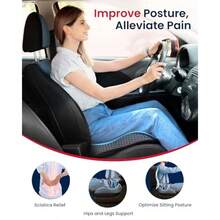 Gel Wedge Car Seat Cushion For Driving Relieves Tailbone Pain Composite Gel Memory Foam For Cool And Support Comfort Ergonomic Car Seat Pillow Elevated Back For Wider Vision AntiSlip Design - 黑色 - 查看 4