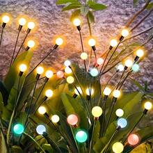 Luzes solares externas tipo vaga-lume - 6/8/10 LEDs, sem bateria e com movimento oscilante devido ao vento, ideais para decoração de jardins, pátios e festas (branco quente/multicolorido)