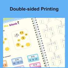 4-in-1 Englisch/Französisch Zauber-Arbeitsheft Set - (Buchstaben, Zahlen, Addition/Subtraktion, Zeichnen) Wiederverwendbares Stift-Übungsheft Englische Kalligraphie Arbeitsheft mit strukturierter Vorlage (Alle Zubehörteile kommen in zufälligen Farben und Stilen)