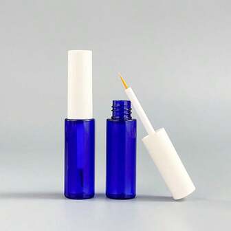 1/6 pezzi Bottiglia per mascara ciglie, tappo in ceramica bianco lucido con bottiglia trasparente blu, bottiglia vuota da 6ml, pennello per eyeliner, siero per la crescita delle ciglie, contenitori per colla per ciglie, serie fai-da-te, con piccolo imbuto