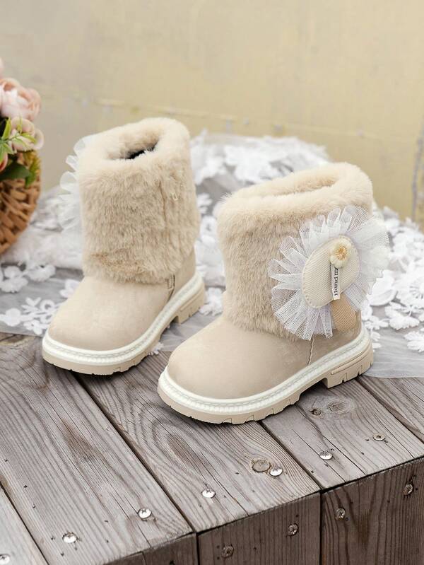 1 par de botas de nieve con cremallera lateral, livianas y cómodas, para niñas, adecuadas para uso diario al aire libre y en el campus, otoño/invierno