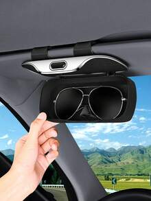 One-Touch Sunglasses Holder For Car Visor – Sunglasses Holder For Car Sun Visor, Dust-Proof & Drop-Resistant Storage Box With Spring Clip, Holds Glasses, ID, Receipts – Universal Fit For All Cars, Perfect Car Accessory For Men & Women