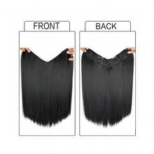 Extensiones de cabello en forma de V, extensiones de cabello sintético de 18 pulgadas para cabello largo y liso, pieza de cabello invisible, para uso diario de mujeres