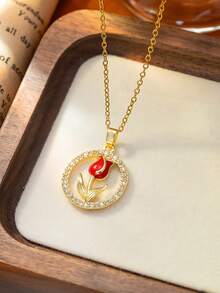 1pc Stainless Steel Gold Bohemian Eye Pendant Necklace, Fashion French Hip-Hop Style Casual Minimalist Versatile, Suitable For Daily, Street, Valentine's Day, Party, Holiday Wear Or Gift