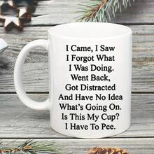 1pcs Mug Coffee Cup, Small And Fresh Ceramic Tea Cup, Office Cup, Home Creative Water Cup, Suitable For Elderly People, With Humorous Quotes Ceramic Coffee Cup, With Ergonomic Handle And Lid Design - Large Easy-To-Grip Cup, Suitable For Elderly People, Men And Women - Ideal Birthday, Christmas, Valentine's Day Gift (No Assembly Required) - White With Black Letters - Humorous Gift, Tea/Coffee Cup, With "I Forget What I'm Doing" Quote - Suitable For Daily Use And Gifts - Smooth And Shiny Surface - 彩色 - 查看 7