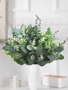 30 tallos de hojas de eucalipto con fruta, plantas verdes artificiales para decoración de bodas en jarrones, ramos, arreglos florales y decoración del hogar