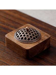 A Solid Color Walnut Incense Burner - Dragon And Phoenix Cover Walnut Zen Tea Ceremony Incense Burner Home Decoration Chinese Style Indoor Agarwood Spice Aromatherapy Hollow With Cover Incense Holder Bottom Gifts Birthday Graduation