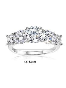 1 Stück S925 Sterling Silber Luxus Mode Ring mit 2,8 Karat rundem Moissanit, stufenweises Größendesign, unisex, geeignet für Antrag, Verlobung, Hochzeit, Jahrestag, Urlaubsgeschenk (Geschenkbox nur für Aufnahmen)
