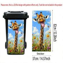 1 pieza Pegatina de cubo de basura con serie de animales divertidos, incluye pegatinas autoadhesivas de PVC con diseños de perro, jirafa, mapache y otros animales, adecuado para cubos de basura al aire libre, decoración de habitaciones, dormitorios, cocinas, paredes y decoración